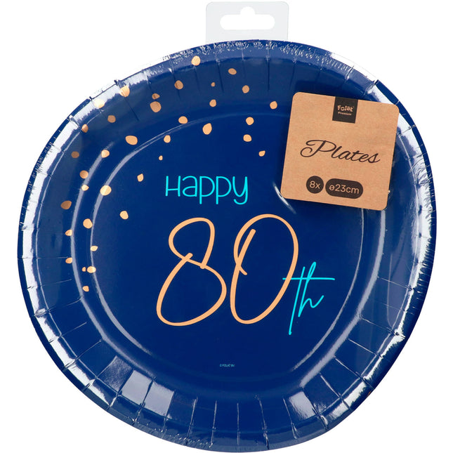 Assiettes 80 Years Blue 23cm 8pcs