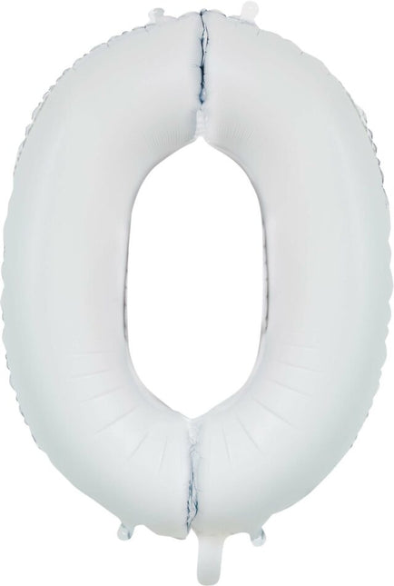 Ballon blanc numéro 0 an brillant 86cm