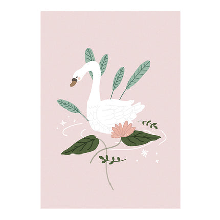 Livre de dessin du cygne avec poster rose 21 x 30 cm