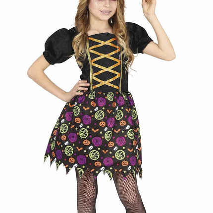 Costume d'Halloween sorcière fille citrouille