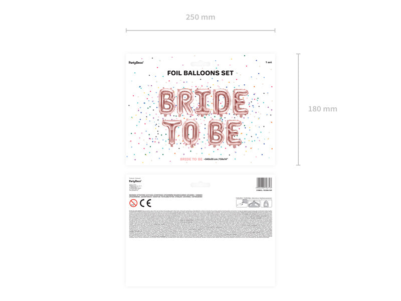 Jeu de ballons à lettres Bride To Be Rose Gold Empty 3.4m