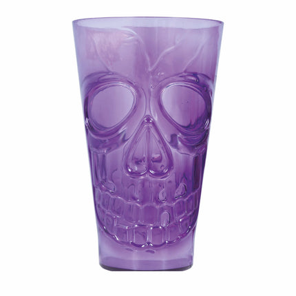 Crâne en verre violet d'Halloween 15cm