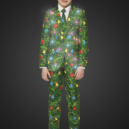 Costume vert Noël avec l'enfant de lumière