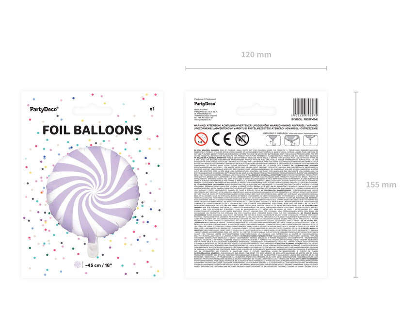 Ballon à l'hélium Lilas Swirl 45cm vide