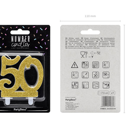 Bougie 50 ans or 7.5cm