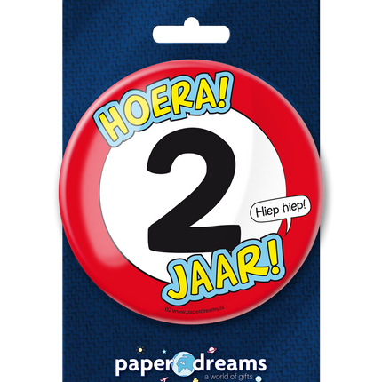 Bouton 2 ans Panneau de signalisation 10,2cm