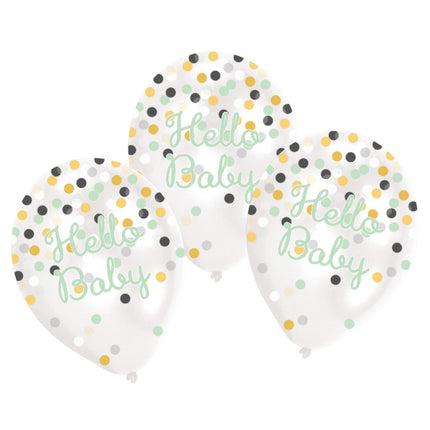 Ballons Hello Baby Confetti 27.5cm 6pcs