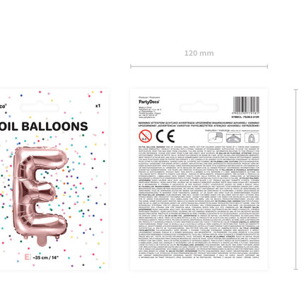 Ballon de baudruche Lettre E Rose Or Vide 35cm