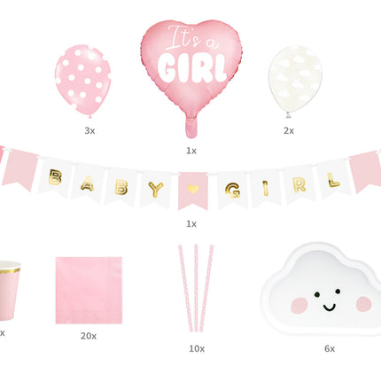 Set de décoration de naissance fille 49 pièces