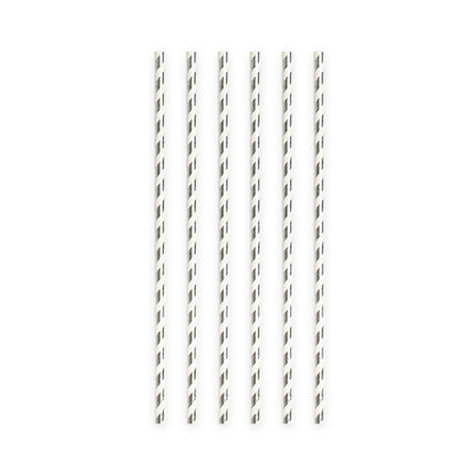 Pailles en papier argentées rayées 19.7cm 20pcs