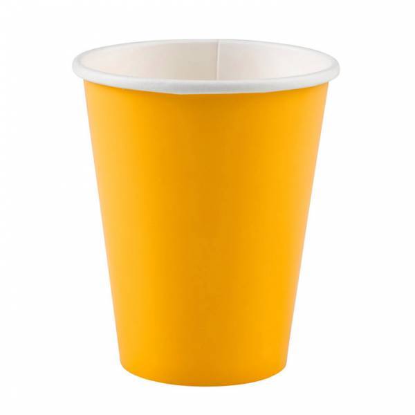 Gobelets jaunes en carton 266ml 8pcs
