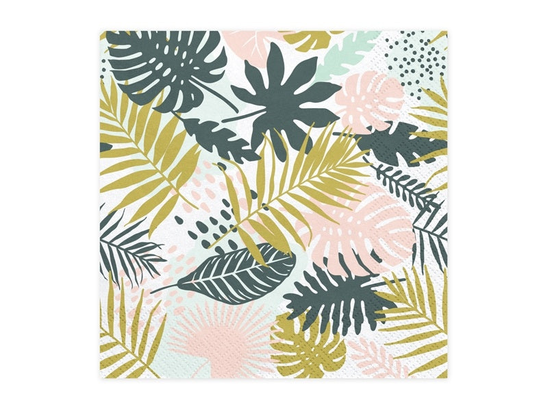 Serviettes de table Hawaii Feuille de palmier 33cm 20pcs