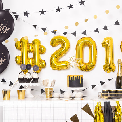 Décor de gâteau Bonne année doré 24cm