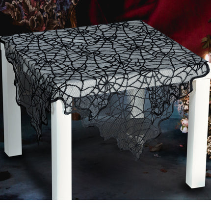 Nappe d'Halloween noire en dentelle 1m