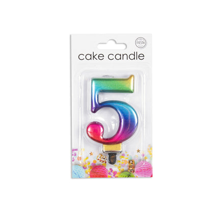 Bougie 5 ans Arc-en-ciel 7cm