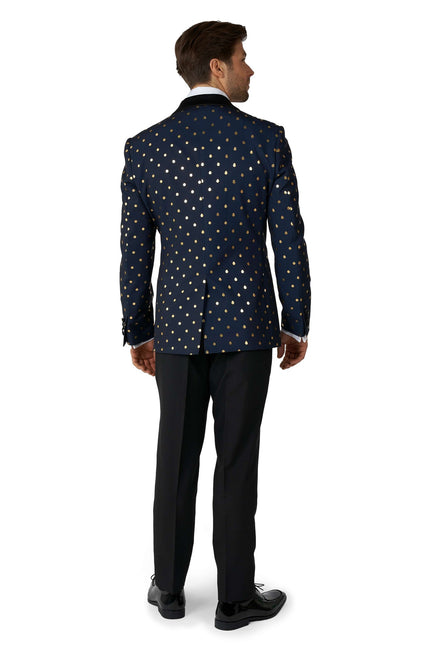 Tuxedo bleu foncé or à pois hommes <tc>OppoSuits</tc>