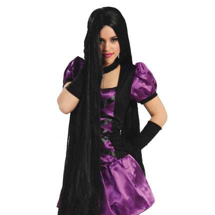 Perruque d'Halloween Cheveux Extra Longs Noirs