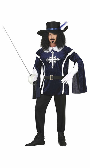 Costume de mousquetaire homme bleu