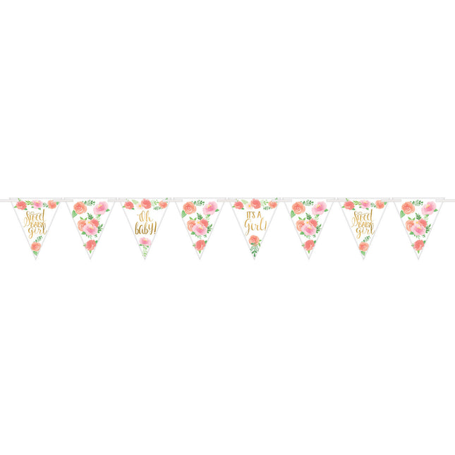 Guirlande de naissance Fille Fleurs 4.57m