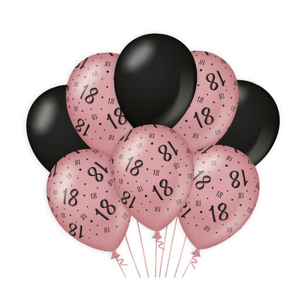 Ballons 18 ans Rose Noir 30cm 8pcs