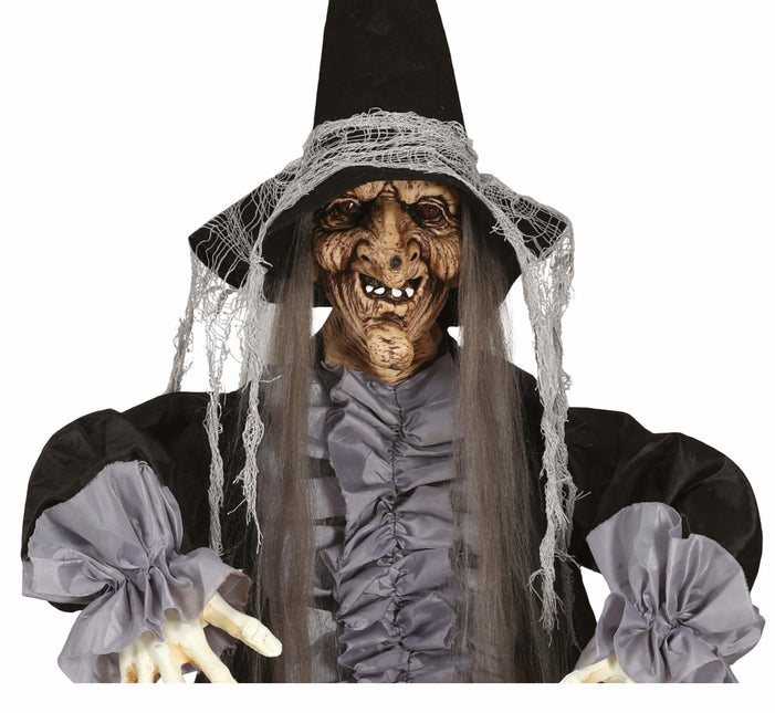 Décoration suspendue d'Halloween Sorcière avec son et lumière 1.8m