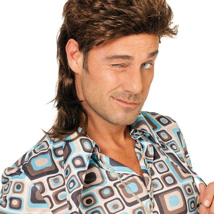 Perruque 80s longue et brune