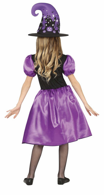Costume d'Halloween de sorcière fille violet