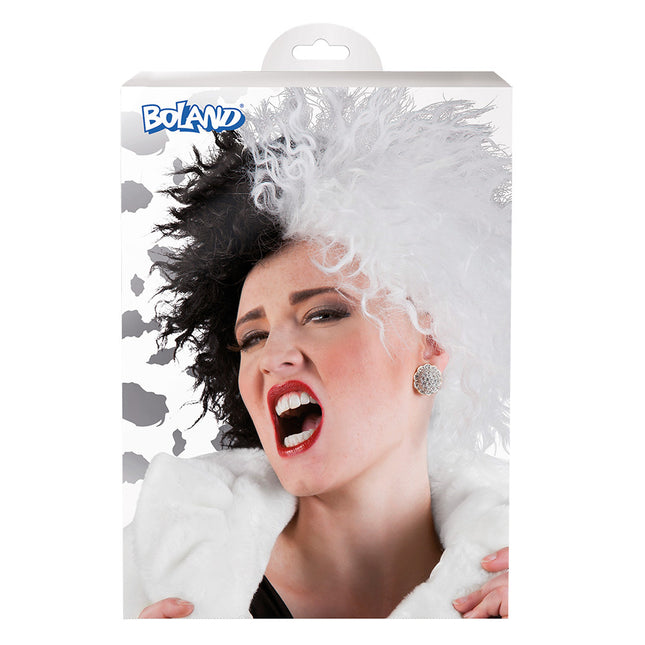 Perruque Cruella de Vil Noir Blanc