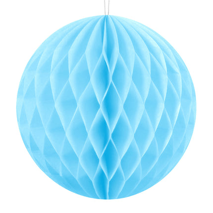 Boule en nid d'abeille bleu clair 10cm