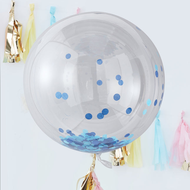Ballon Confetti Bleu 91cm