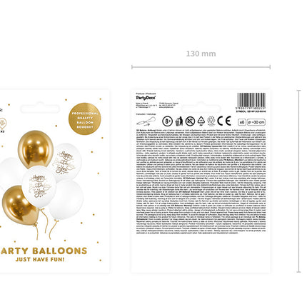 Ballons Happy Birthday To You Gold 30cm 6pcs