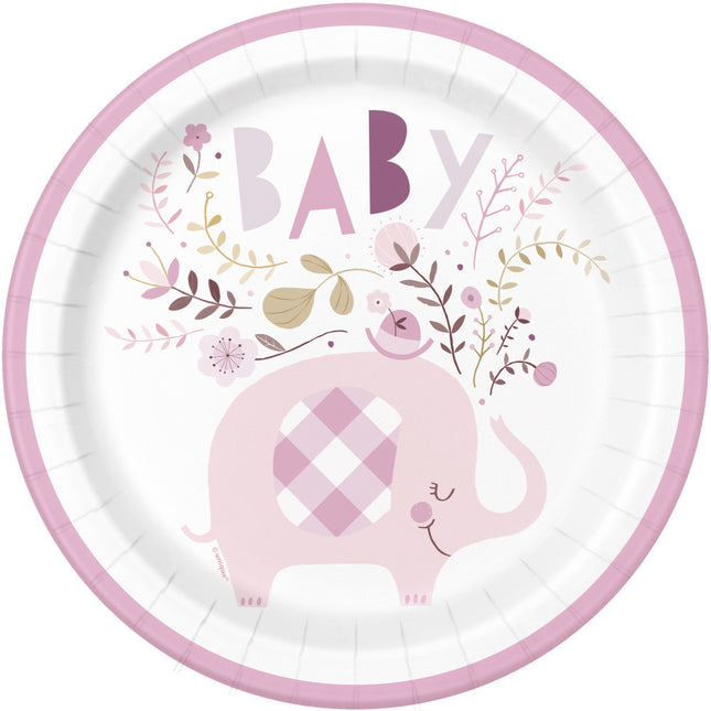 Assiettes bébé éléphant fleurs 23cm 8pcs