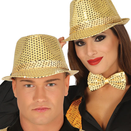 Chapeau à paillettes d'or
