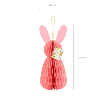 Lapin rose en nid d'abeille 30cm