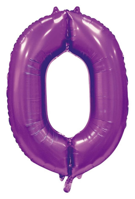 Ballon numéro violet 0 an brillant 86cm