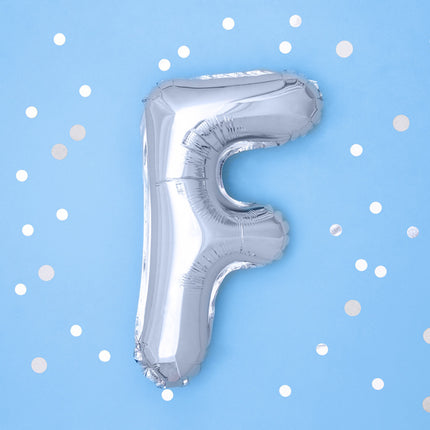 Ballon de baudruche Lettre F Argent Vide 35cm