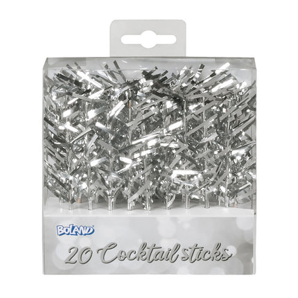 Bâtons de cocktail argentés 10cm 20pcs