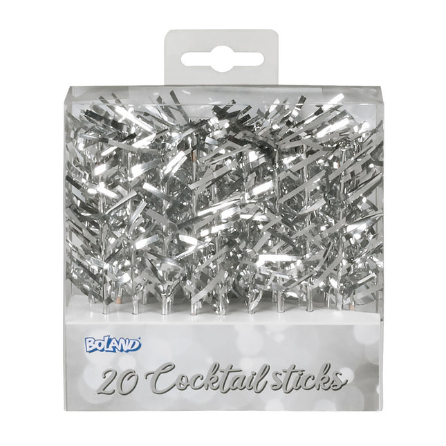 Bâtons de cocktail argentés 10cm 20pcs
