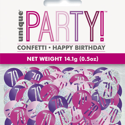 Confetti de table 70 ans Rose 14gr