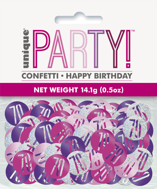 Confetti de table 70 ans Rose 14gr