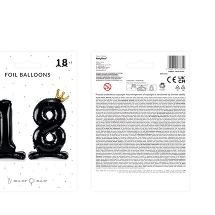 Ballon de baudruche Figure 18 Noir Standard Vide 84cm
