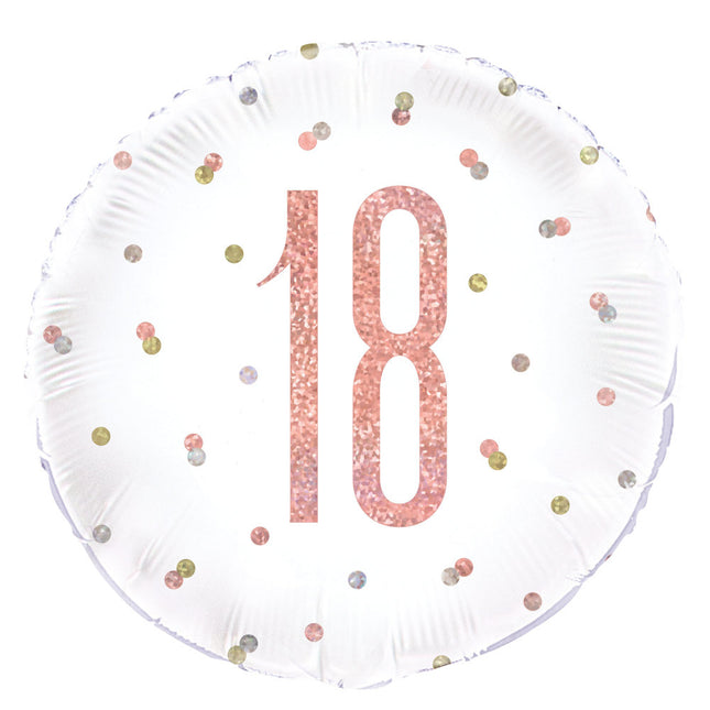 Ballon à l'hélium 18 ans or rose 45cm vide