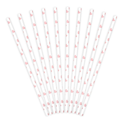 Pailles en papier rose 19.5cm 10pcs