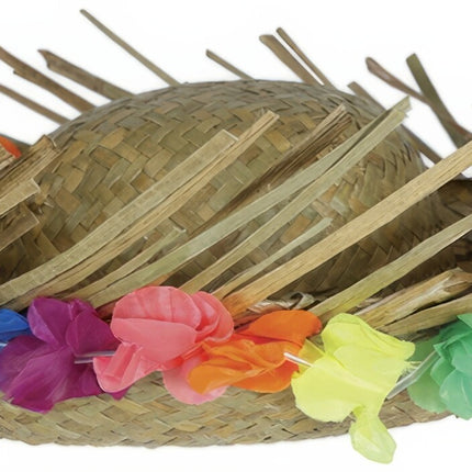 Chapeau de paille hawaïen avec fleurs