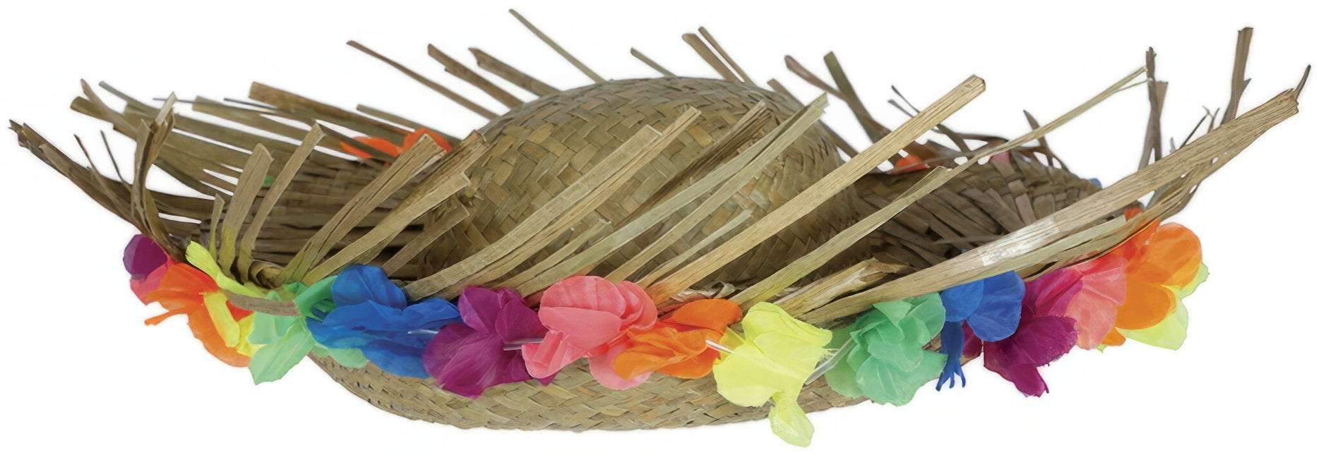 Chapeau de paille hawaïen avec fleurs