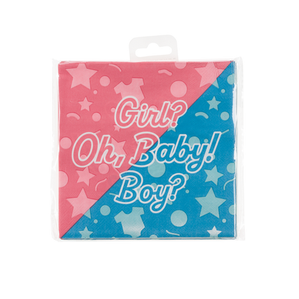 Serviettes de table pour la révélation du sexe Oh Baby ! 33cm 16pcs