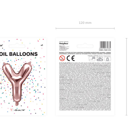 Ballon de baudruche Lettre Y Rose Or Vide 35cm