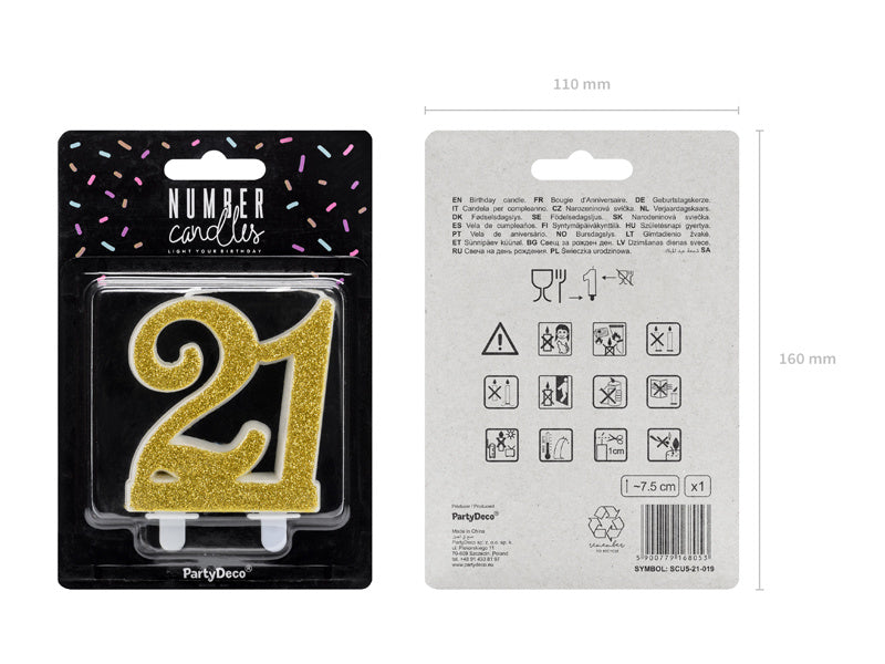 Bougie 21 ans or 7.5cm