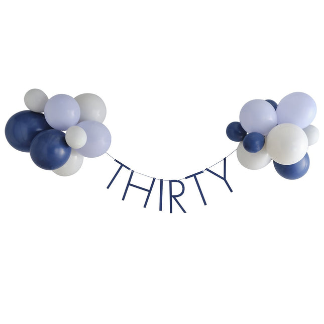 Guirlande bleue 30 ans avec ballons 1.5m