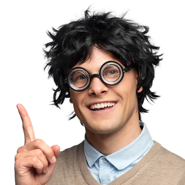 Perruque noire de nerd